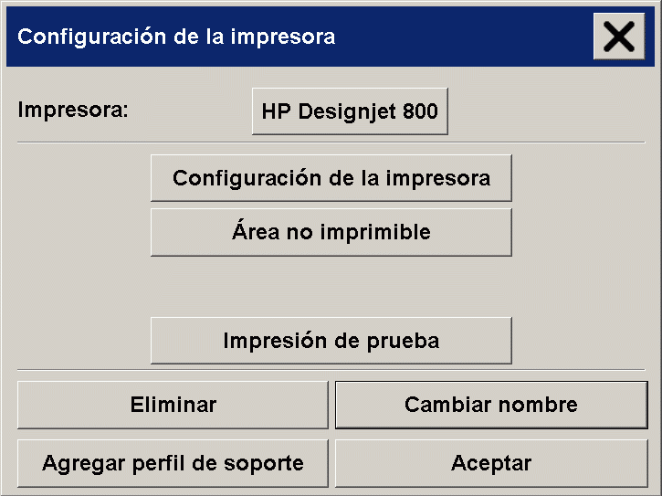 cuadro de diálogo de configuración de la impresora