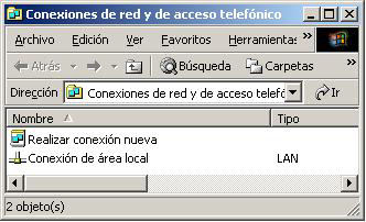 ventana de conexiones de red y de acceso telefónico