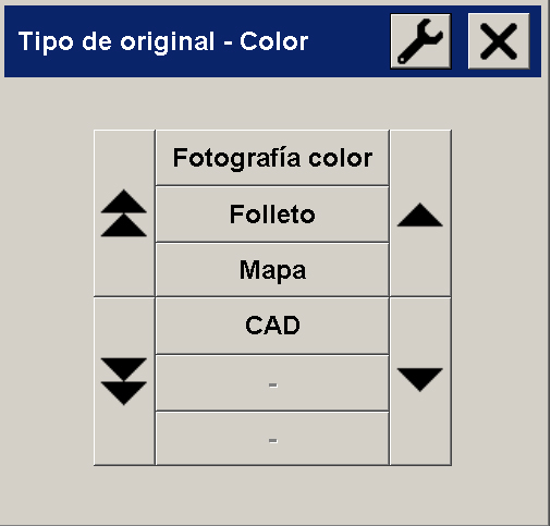 menú de tipo de original