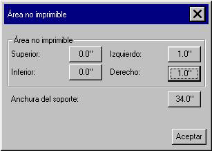 cuadro de diálogo del área no imprimible